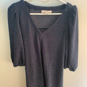 LOFT Blue and white striped mini dress